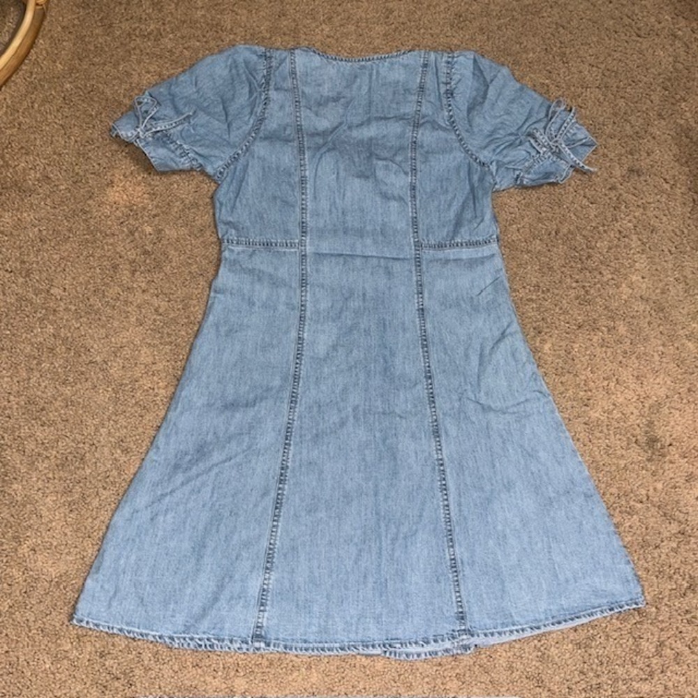 Madewell Tencel Denim Button-Front Tie-Sleeve Mini Dress Brannon Blue 2 - Picture 5 of 10